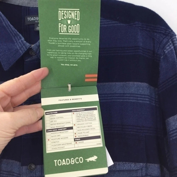 Toad & Co Men’s Indigo Flannel L/S Shirt NWT - Picture 10 of 11